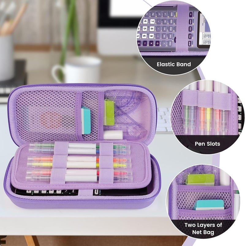 ZUJFPL EVA Hard Case Compatible with Texas Instruments TI-Nspire CX II/TI-NSPIRE CX-II CAS,Portable Case for TI-84 Plus/TI-84 Plus CE/TI-83 Plus/TI-85/TI-89 Color Graphing Calculator. (Light Purple) - Image 2